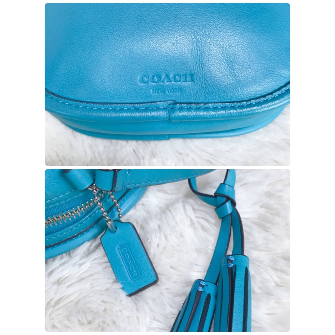 COACH(コーチ)の美品 希少カラー オールドコーチ ショルダーバッグ ポシェット ブルー レザー レディースのバッグ(ショルダーバッグ)の商品写真