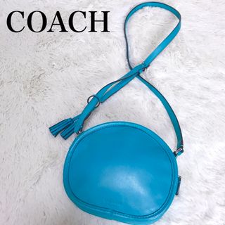 コーチ(COACH)の美品 希少カラー オールドコーチ ショルダーバッグ ポシェット ブルー レザー(ショルダーバッグ)