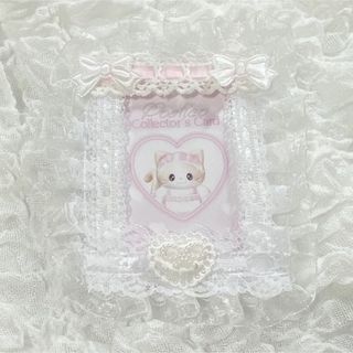 #40 硬質ケース レースデコ リボン メイド 白 ピンク(その他)