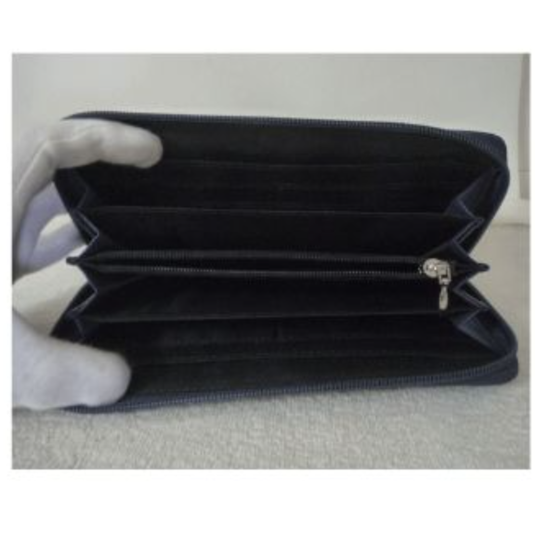 美品　オーストリッチ　ブルー　青　長財布　ラウンドファスナー　ロングウォレット メンズのファッション小物(長財布)の商品写真