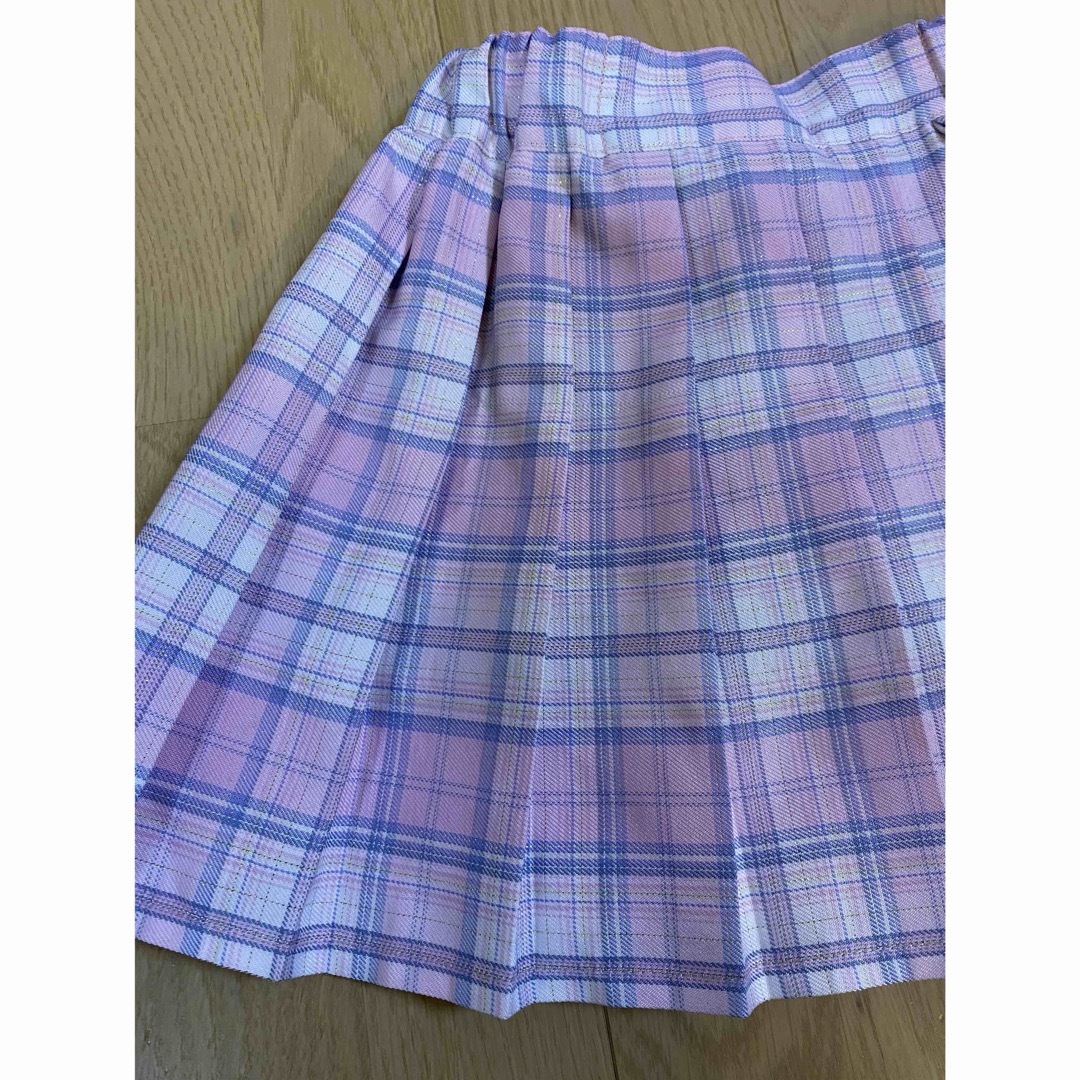 ☆中古☆１３０ピンクチェックミニスカート キッズ/ベビー/マタニティのキッズ服女の子用(90cm~)(スカート)の商品写真