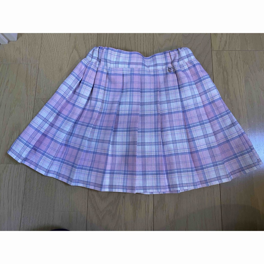 ☆中古☆１３０ピンクチェックミニスカート キッズ/ベビー/マタニティのキッズ服女の子用(90cm~)(スカート)の商品写真