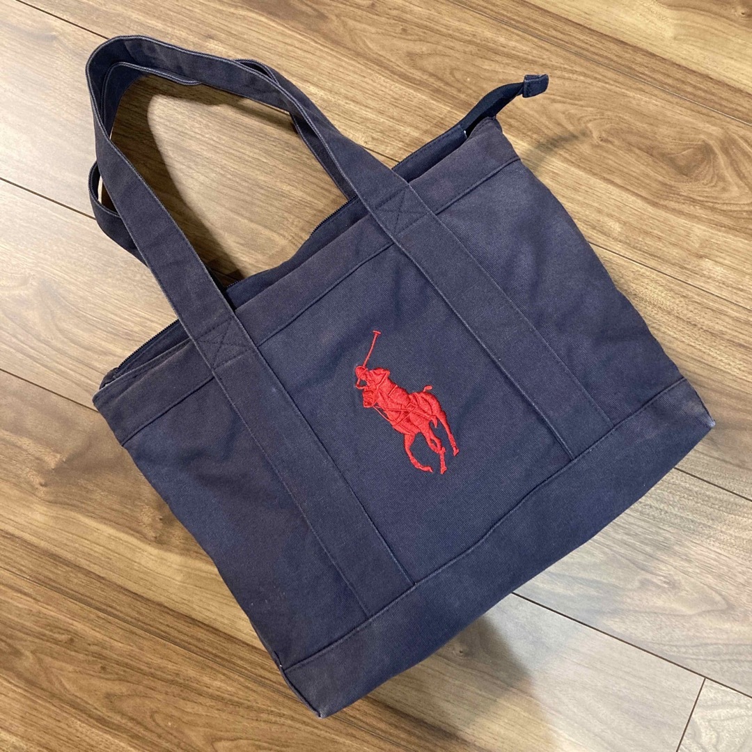 POLO RALPH LAUREN(ポロラルフローレン)の【良品】POLO ラルフローレン 帆布キャンパス トートバッグ A4◎ 刺繍ロゴ レディースのバッグ(トートバッグ)の商品写真