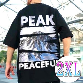 【売れてます♪】　メンズ　Ｔシャツ　半袖　ストリート　オーバーサイズ　２ＸＬ　黒(Tシャツ/カットソー(半袖/袖なし))