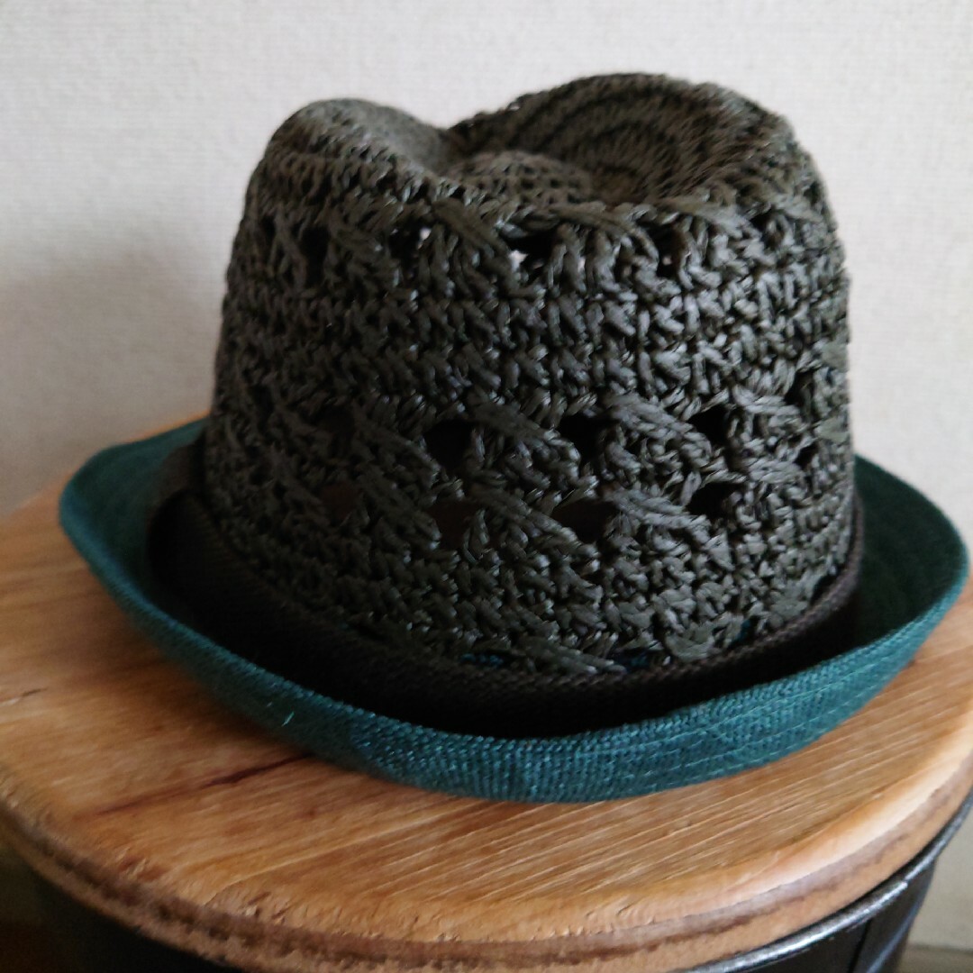 osharewalker(オシャレウォーカー)のオシャレウォーカー ハット 麦わら帽子 ブラック グリーン メンズの帽子(ハット)の商品写真