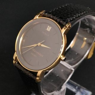 セイコー(SEIKO)の極美品【稼働品】SEIKOセイコードルチェ　ブラック　ゴールド　レザー　クォーツ(腕時計(アナログ))