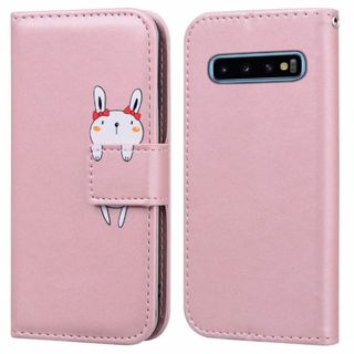 Galaxy S10 ケース 手帳型 ギャラクシー うさぎ ピンク カード収納(Androidケース)