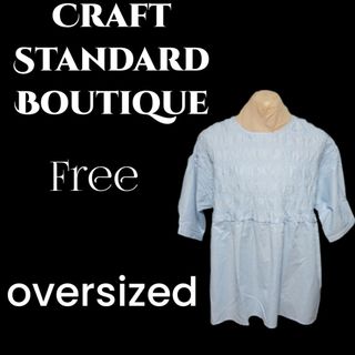 クラフトスタンダードブティック(CRAFT STANDARD BOUTIQUE)の6日迄クラフトスタンダートブティックシャーリングブラウス新タグ薄青オーバーサイズ(シャツ/ブラウス(半袖/袖なし))