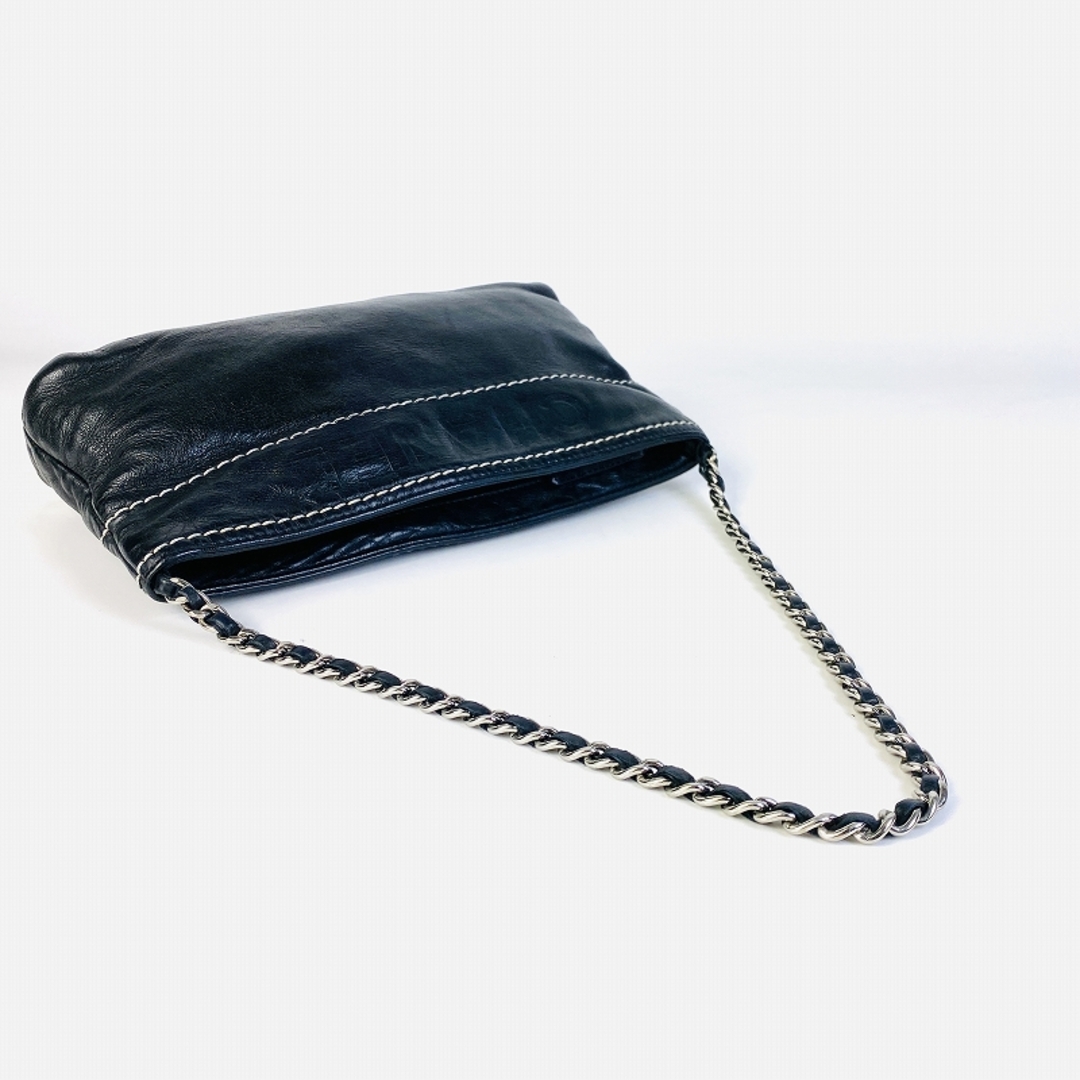 CHANEL(シャネル)のCHANEL シャネル  ロゴ ラムスキン ハンドバッグ ブラック A-1716 レディースのバッグ(ハンドバッグ)の商品写真