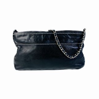 シャネル(CHANEL)のCHANEL シャネル  ロゴ ラムスキン ハンドバッグ ブラック A-1716(ハンドバッグ)