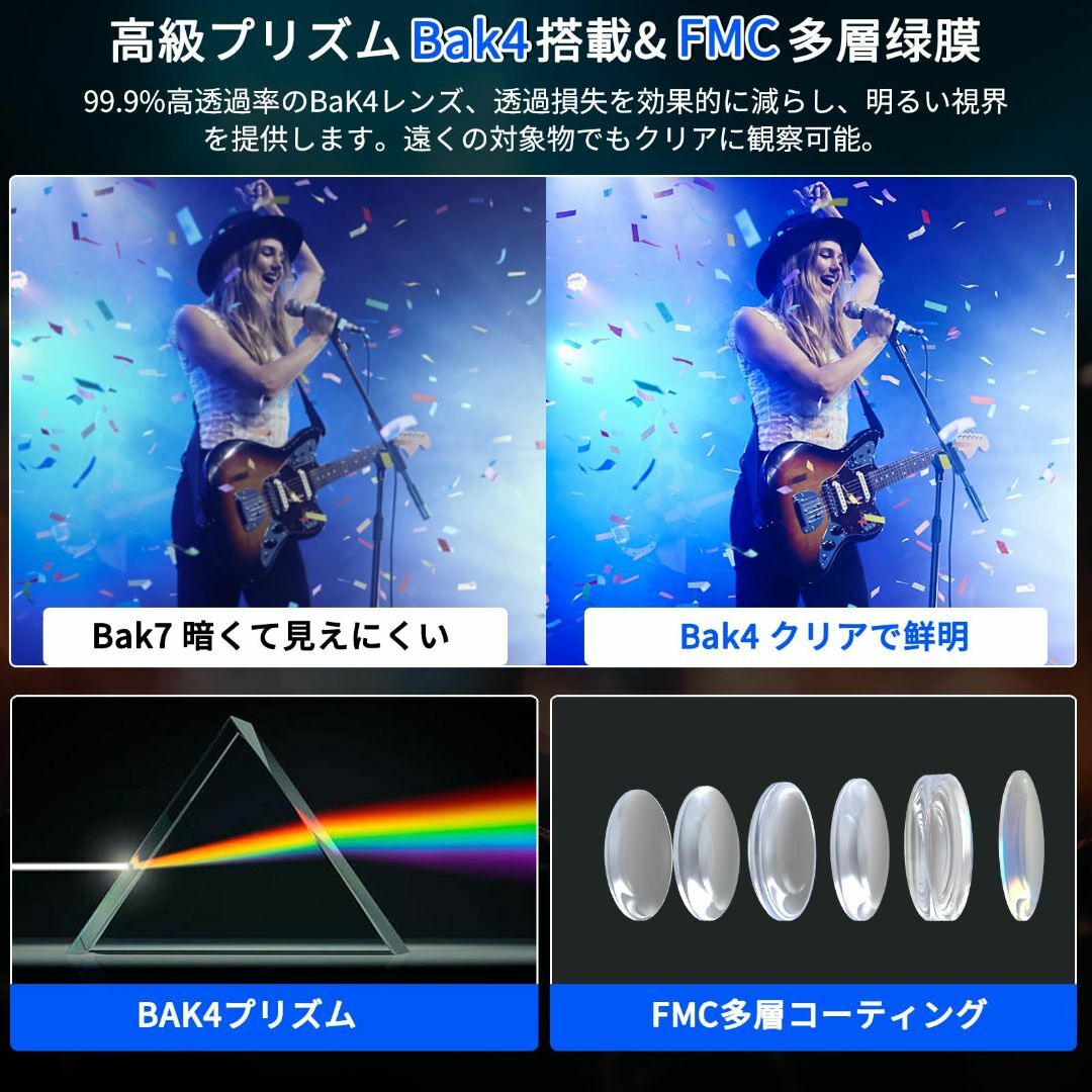 【色:ブラック】LEMFUTER 双眼鏡 ライブ用 10倍 25mm口径 高倍率 スマホ/家電/カメラのカメラ(その他)の商品写真