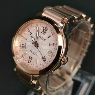 シチズン(CITIZEN)の極美品【稼働品】CITIZEN　シチズン　エクシード　ピンクゴールド　ソーラー(腕時計)