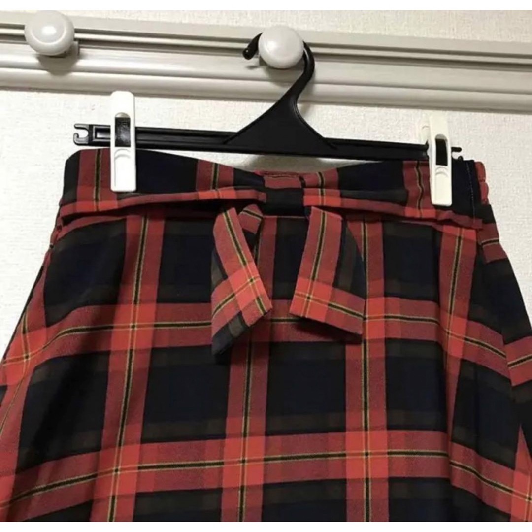 新品タグ付き♡チェック×ウエストリボン♡フレアスカート レディースのスカート(ロングスカート)の商品写真