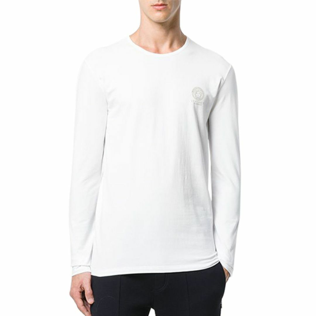 VERSACE(ヴェルサーチ)の送料無料 4 VERSACE ヴェルサーチ AU10197 A232741 ブラック ホワイト メデューサ 2枚セット 長袖Tシャツ size 5 メンズのトップス(Tシャツ/カットソー(七分/長袖))の商品写真