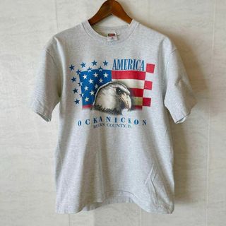 メイドインUSA　シングルステッチ　ビンテージＴシャツ　サイズＬ　灰色グレー古着(Tシャツ/カットソー(半袖/袖なし))