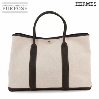 エルメス(Hermes)の未使用 展示品 エルメス HERMES ガーデンパーティ MM トート バッグ トワルアッシュ レザー ナチュラル マロン □I刻印 VLP 90230535(トートバッグ)