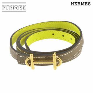 エルメス(Hermes)の未使用 展示品 エルメス HERMES リバーシブル ベルト エプソン スイフト エトゥープ ライム A刻印 ゴールド 金具 VLP 90230622(ベルト)