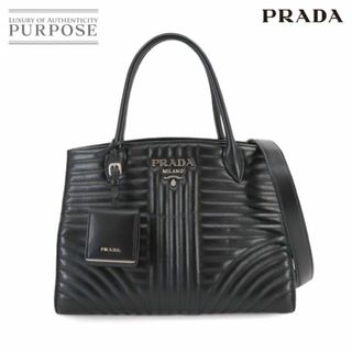 プラダ(PRADA)のプラダ PRADA ダイアグラム 2way ハンド ショルダー バッグ レザー ブラック 1BA165 シルバー 金具 VLP 90230715(ハンドバッグ)