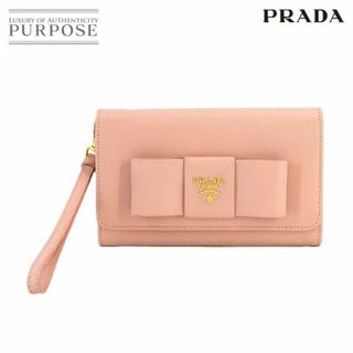 プラダ(PRADA)のプラダ PRADA リボン 二つ折り 財布 サフィアーノレザー ピンク 1M1438 ゴールド 金具 VLP 90231751(財布)