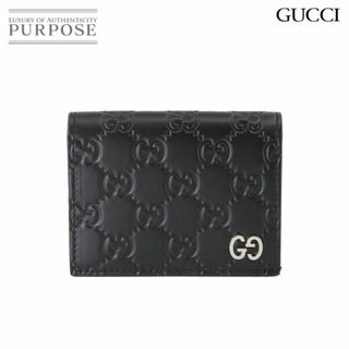 グッチ(Gucci)の未使用 展示品 グッチ GUCCI グッチシマ コンパクト ウォレット 二つ折り 財布 レザー ブラック 522869 VLP 90232011(折り財布)