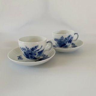 ロイヤルコペンハーゲン(ROYAL COPENHAGEN)のロイヤルコペンハーゲンブルーフラワーカーブ デミタス カップ＆ソーサー2客①(食器)