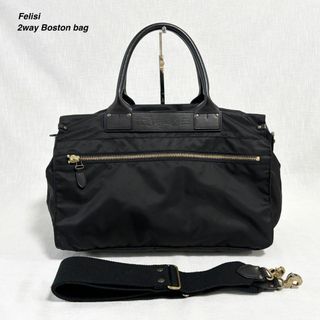 Felisi - 美品 フェリージ 2way ボストンバッグ 手提げ 大きめ ナイロン×レザー 黒