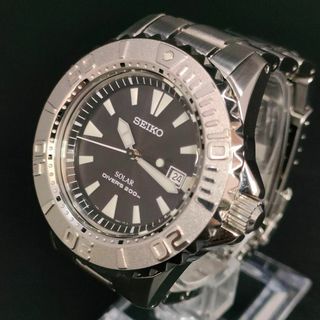 セイコー(SEIKO)の極美品【稼働品】SEIKO　セイコープロスペックス　ダイバー　ブラック　ソーラー(腕時計(アナログ))