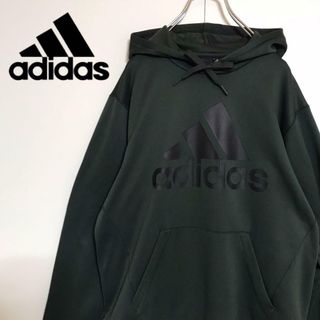 アディダス(adidas)の【裏フリース】アディダス　ビッグロゴ入りパーカー　カーキ　H666(パーカー)