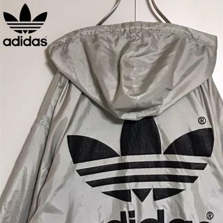 アディダス(adidas)の【太袖ヴィンテージ】アディダス　ビッグロゴナイロンパーカー　デサントE1185(ナイロンジャケット)