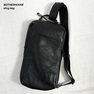 マザーハウス(MOTHERHOUSE)の極美品 マザーハウス カゼマトウ クロス ボディバッグ ショルダー 斜めがけ 黒(ボディーバッグ)