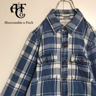 アバクロンビーアンドフィッチ(Abercrombie&Fitch)の【人気定番】アバクロンビー＆フィッチ　長袖チェックシャツ　ブルー　C391(シャツ)