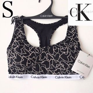 カルバンクライン(Calvin Klein)のレア 新品 USA 下着 カルバンクライン パット ブラ 黒 ハート柄 S(ブラ)