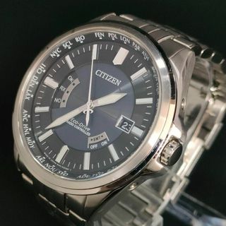 シチズン(CITIZEN)の極美品【稼働品】CITIZEN　シチズン H145　ブラック　シルバー　ソーラー(腕時計(アナログ))