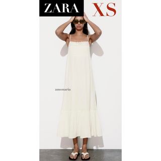 ZARA - 【新品】ZARA レーストリムシフォンミディワンピース　ロングワンピース　ワンピ