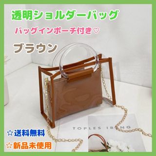 新品未使用 透明ショルダーバッグ 手さげ ピンク バッグインポーチ デート(ショルダーバッグ)