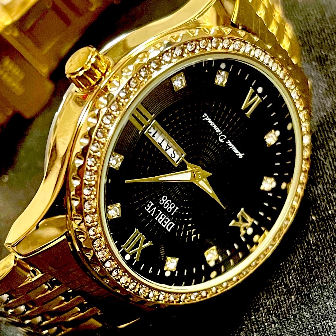 新品 DEBLVE オマージュウォッチ クォーツメンズ腕時計 ゴールド＆ブラック メンズの時計(腕時計(アナログ))の商品写真
