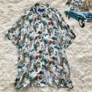 ZARA - ZARA MAN 半袖シャツ 総柄 車 ボタニカル  リラックスフィット XL