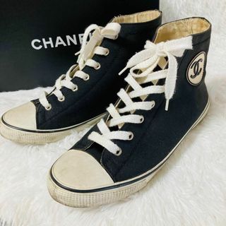 シャネル(CHANEL)のシャネル　ヴィンテージ　キャンバス　ハイカットスニーカー　ココマーク　サイズ39(スニーカー)