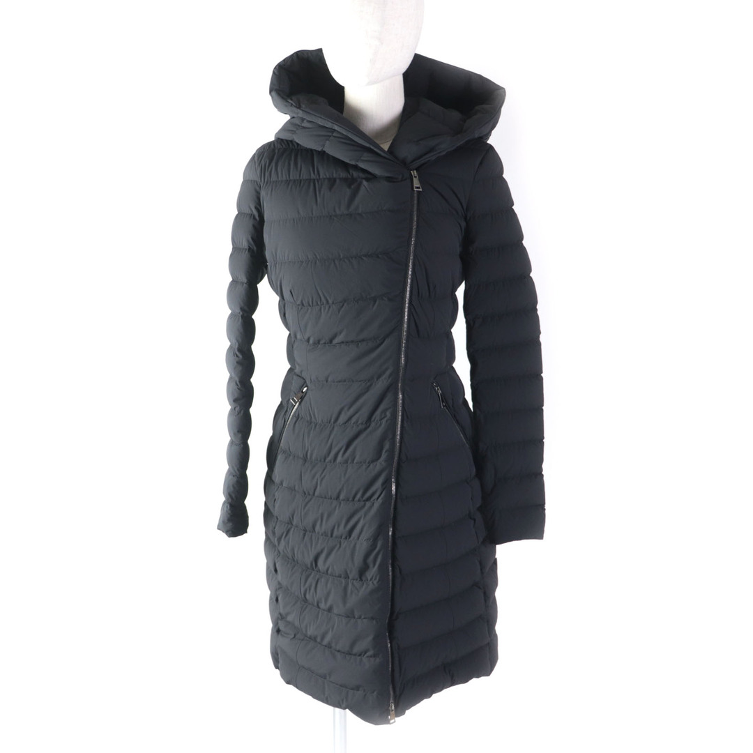 MONCLER - 美品★MONCLER モンクレール BARGE アシンメトリーZIP フーデッド ロング ダウンコート ブラック 1 ガーメント付き 正規品 レディース