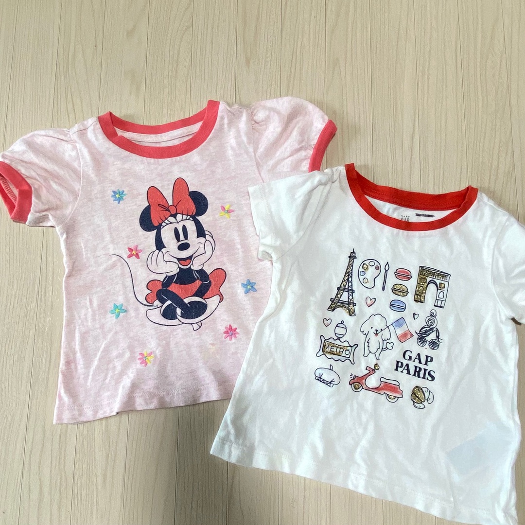 GAP Kids(ギャップキッズ)のGAP♡ ミニー&エッフェル塔 Tシャツ　2枚セット キッズ/ベビー/マタニティのキッズ服女の子用(90cm~)(Tシャツ/カットソー)の商品写真