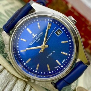 ジャガールクルト(Jaeger-LeCoultre)の【動作良好】ジャガールクルト メンズ腕時計 ブルー 自動巻き ヴィンテージ(腕時計(アナログ))