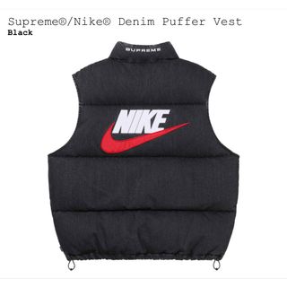 シュプリーム(Supreme)のSupreme Nike Denim Puffer Vest black M(ダウンベスト)