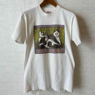 ビンテージＴシャツ　サイズＭ　シングルステッチ　アニマルロゴ　パンダ　90Ｓ古着(Tシャツ/カットソー(半袖/袖なし))