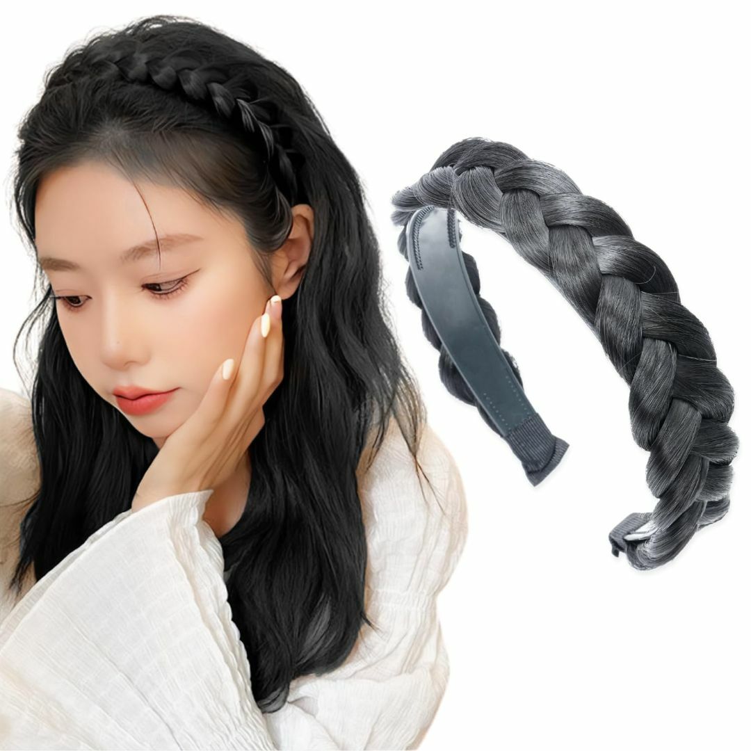 【色: ブラック】[o-waki] カチューシャ 三つ編み ヘアバンド ヘアアク その他のその他(その他)の商品写真