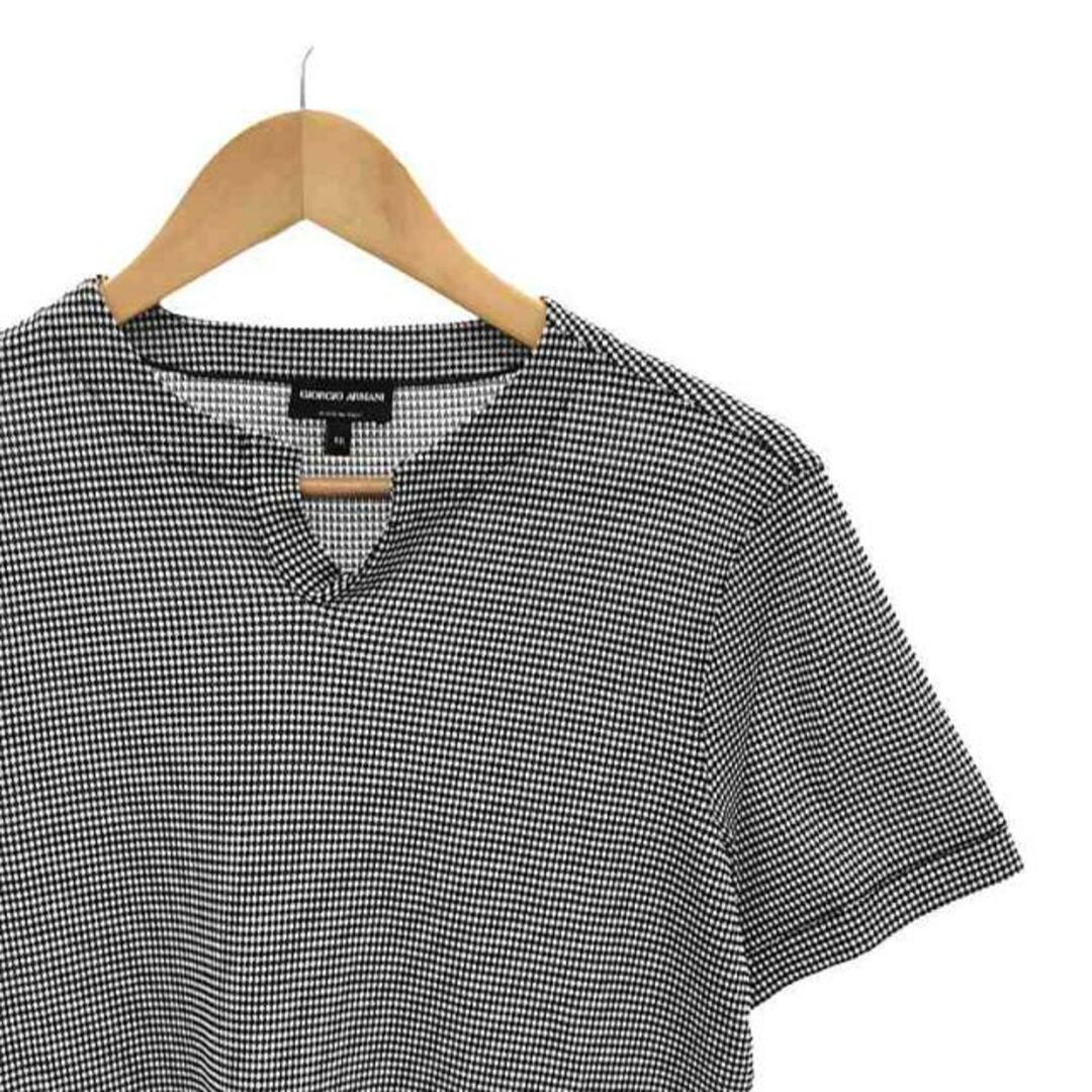 Giorgio Armani(ジョルジオアルマーニ)のGIORGIO ARMANI / ジョルジオアルマーニ | スキッパー メランジニット Tシャツ | M | ホワイト / ネイビー | メンズ メンズのトップス(Tシャツ/カットソー(半袖/袖なし))の商品写真