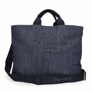 プラダ(PRADA)のプラダ 三角ロゴ 2WAY 斜め掛け ショルダー トート ハンドバッグ デニム ブルー 青 シルバー金具 2VG081 PRADA（新品・未使用品）(ハンドバッグ)