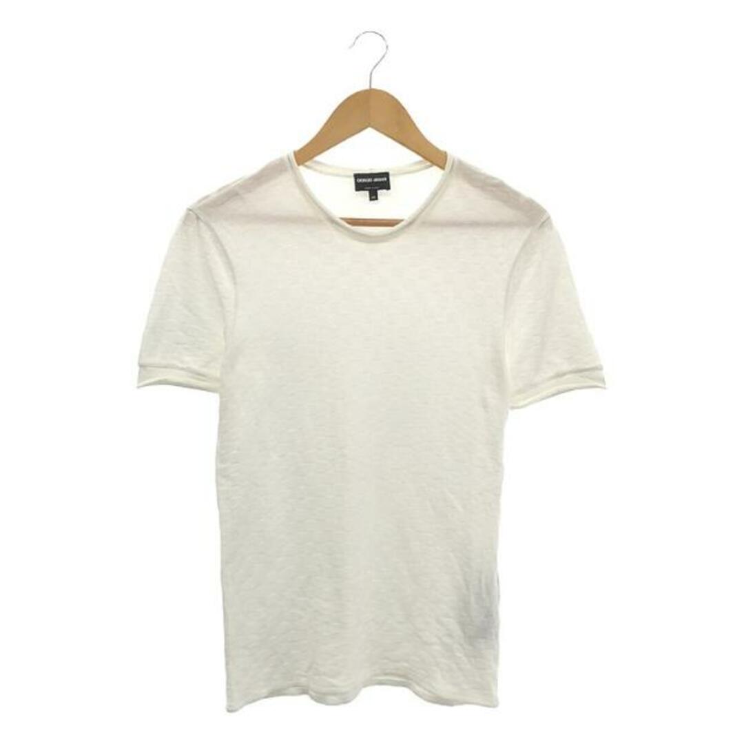 Giorgio Armani(ジョルジオアルマーニ)のGIORGIO ARMANI / ジョルジオアルマーニ | ブロックチェック柄 クルーネック ニットTシャツ | 46 | ホワイト | メンズ メンズのトップス(Tシャツ/カットソー(半袖/袖なし))の商品写真