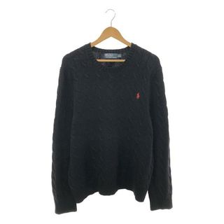 POLO RALPH LAUREN - POLO RALPH LAUREN / ポロラルフローレン | コットン ケーブル編み クルーネックニット | XL | ブラック | メンズ