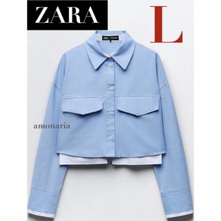 ザラ(ZARA)の【新品】ZARA クロップドオックスフォードシャツ　クロップド丈シャツ　シャツ(シャツ/ブラウス(長袖/七分))