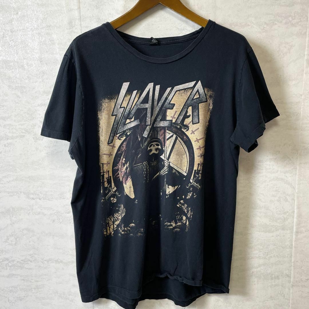 MUSIC TEE(ミュージックティー)のバンドTシャツ　スレイヤー　ミュージックＴ　黒ブラック半袖Ｔシャツ　メンズ古着 メンズのトップス(Tシャツ/カットソー(半袖/袖なし))の商品写真